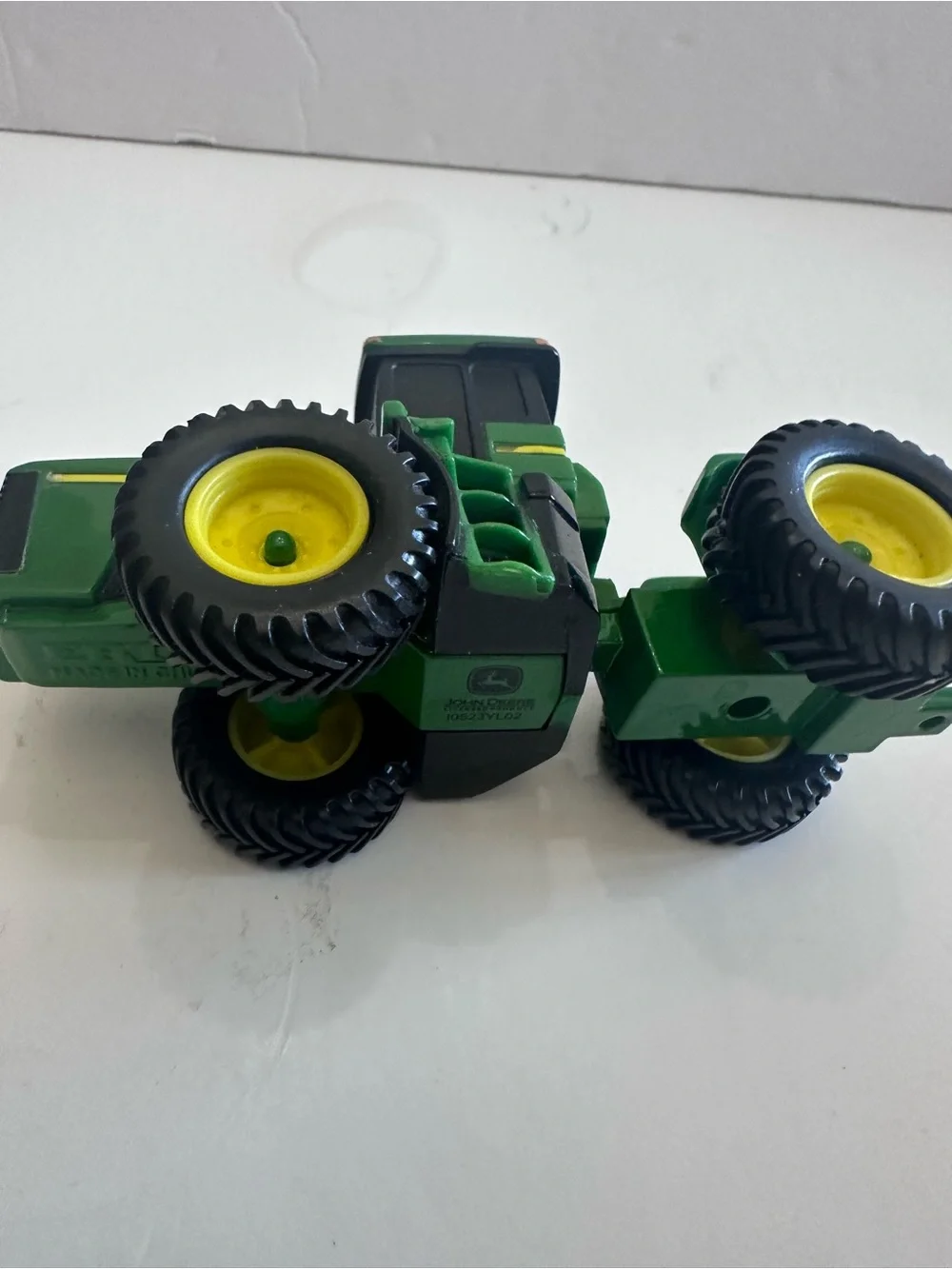 Green Kids Tractor Toy with Yellow Wheels - John Deere Style